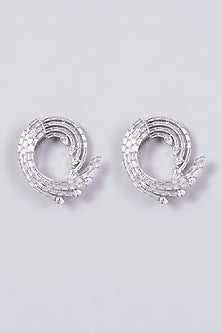 White Finish Stud Earrings With Zircons