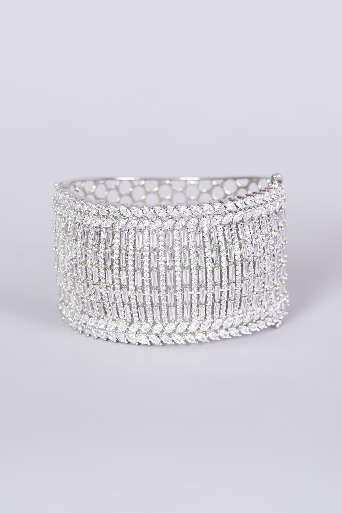 White Finish Faux Diamonds & Zircons Bangle