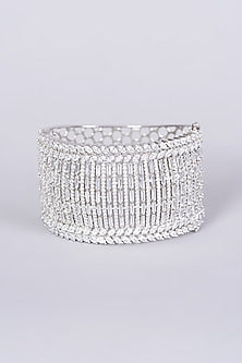 White Finish Faux Diamonds & Zircons Bangle