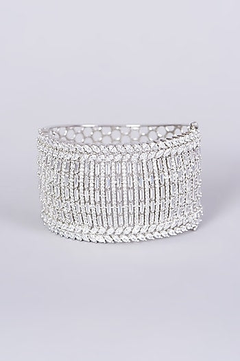 White Finish Faux Diamonds & Zircons Bangle