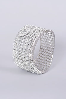 White Finish Faux Diamonds & Zircons Bangle