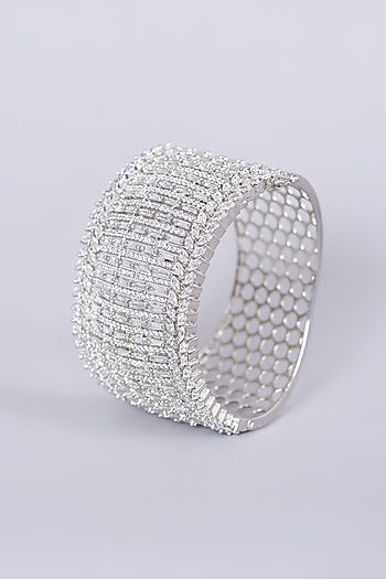 White Finish Faux Diamonds & Zircons Bangle