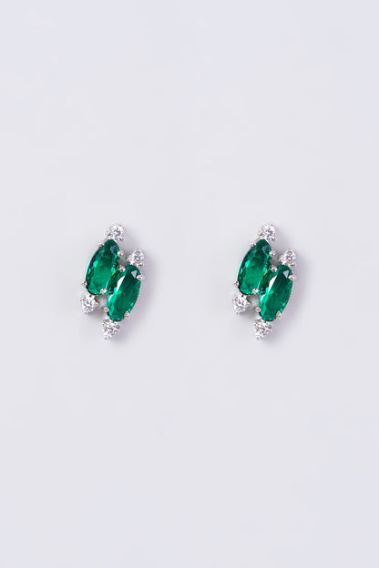 White Finish Zircon & Emerald Synthetic Stone Necklace Set