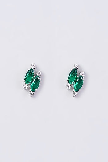 White Finish Zircon & Emerald Synthetic Stone Necklace Set