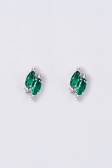 White Finish Zircon & Emerald Synthetic Stone Necklace Set