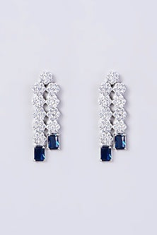 White Finish Necklace Set With Blue Zircons