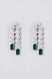 White Finish Necklace Set With Green Zircons