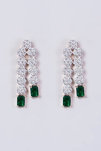 Rose Gold Finish Green Zircon Necklace Set