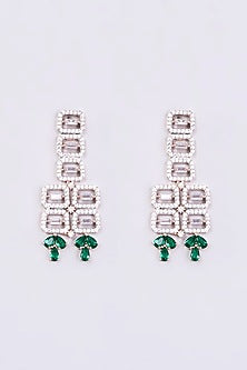 Two Tone Finish Zircon & Green Stone Necklace Set
