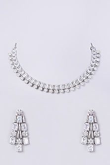White Finish Zircon Necklace Set