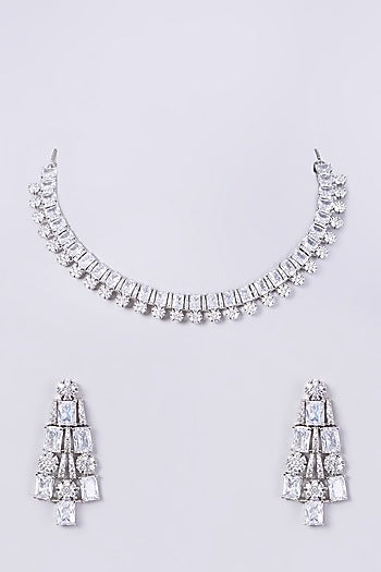 White Finish Zircon Necklace Set