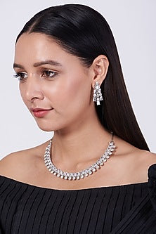 White Finish Zircon Necklace Set