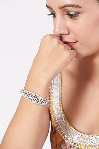 White Finish Faux Diamonds Bangle