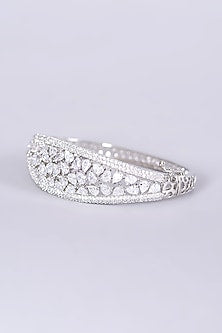 White Finish Faux Diamonds Bangle
