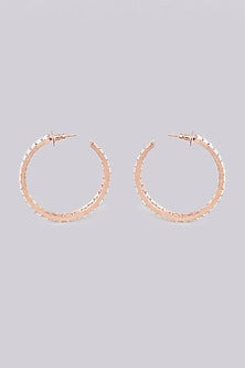 Rose Gold Finish Faux Diamond Hoop Earrings