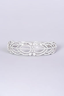 White Finish Zircons & Faux Diamonds Bangle
