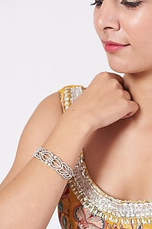 White Finish Zircons & Faux Diamonds Bangle