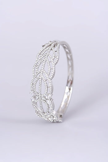 White Finish Zircons & Faux Diamonds Bangle