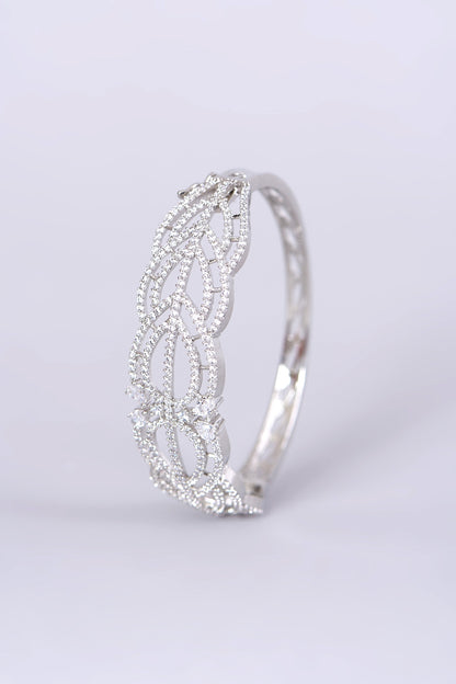 White Finish Zircons & Faux Diamonds Bangle