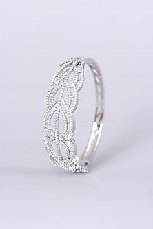White Finish Zircons & Faux Diamonds Bangle