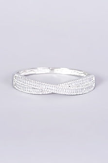 White Finish Faux Diamonds & Zircons Bangle