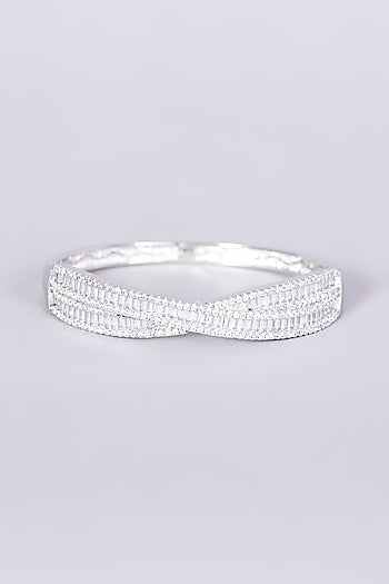 White Finish Faux Diamonds & Zircons Bangle
