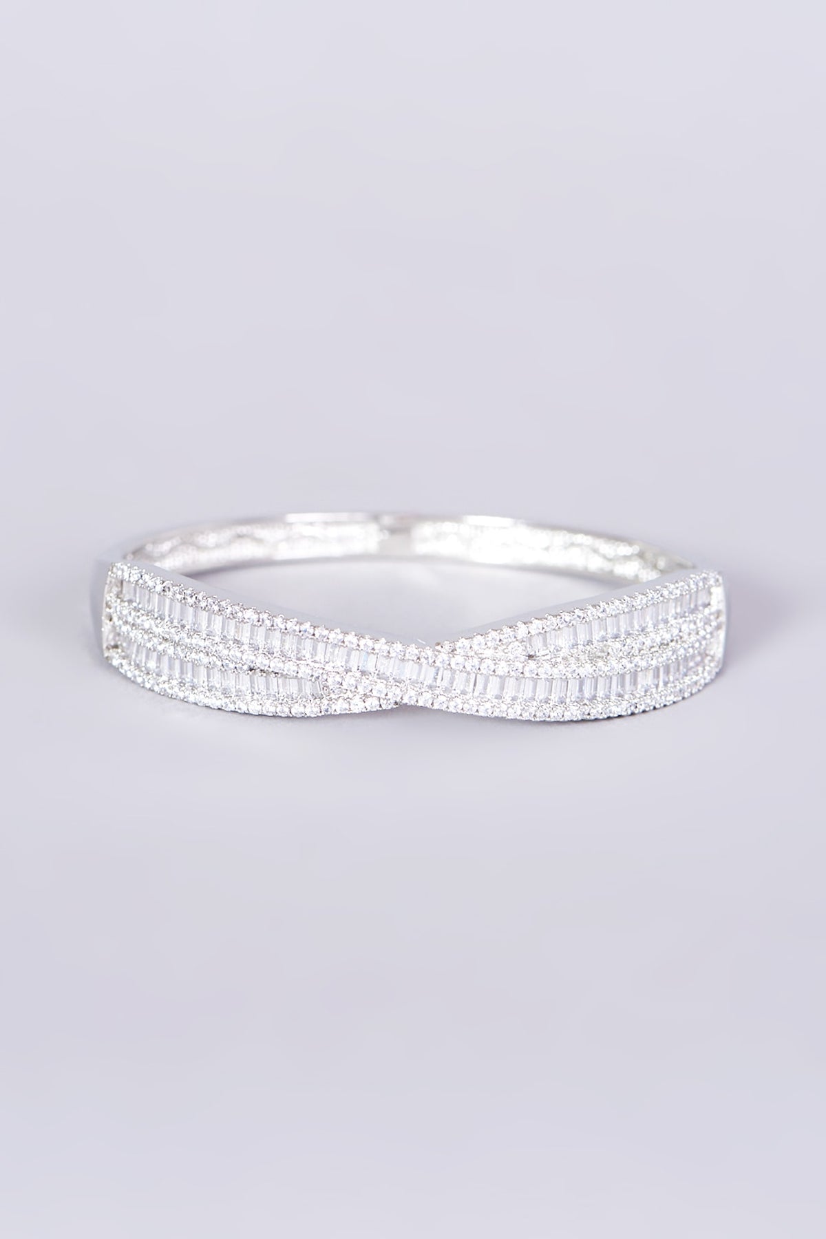 White Finish Faux Diamonds & Zircons Bangle