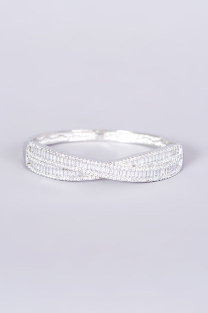 White Finish Faux Diamonds & Zircons Bangle