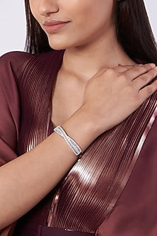 White Finish Faux Diamonds & Zircons Bangle