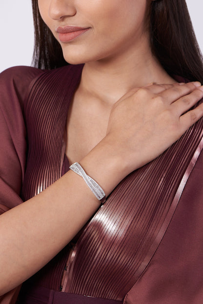 White Finish Faux Diamonds & Zircons Bangle