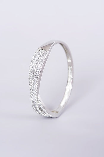 White Finish Faux Diamonds & Zircons Bangle