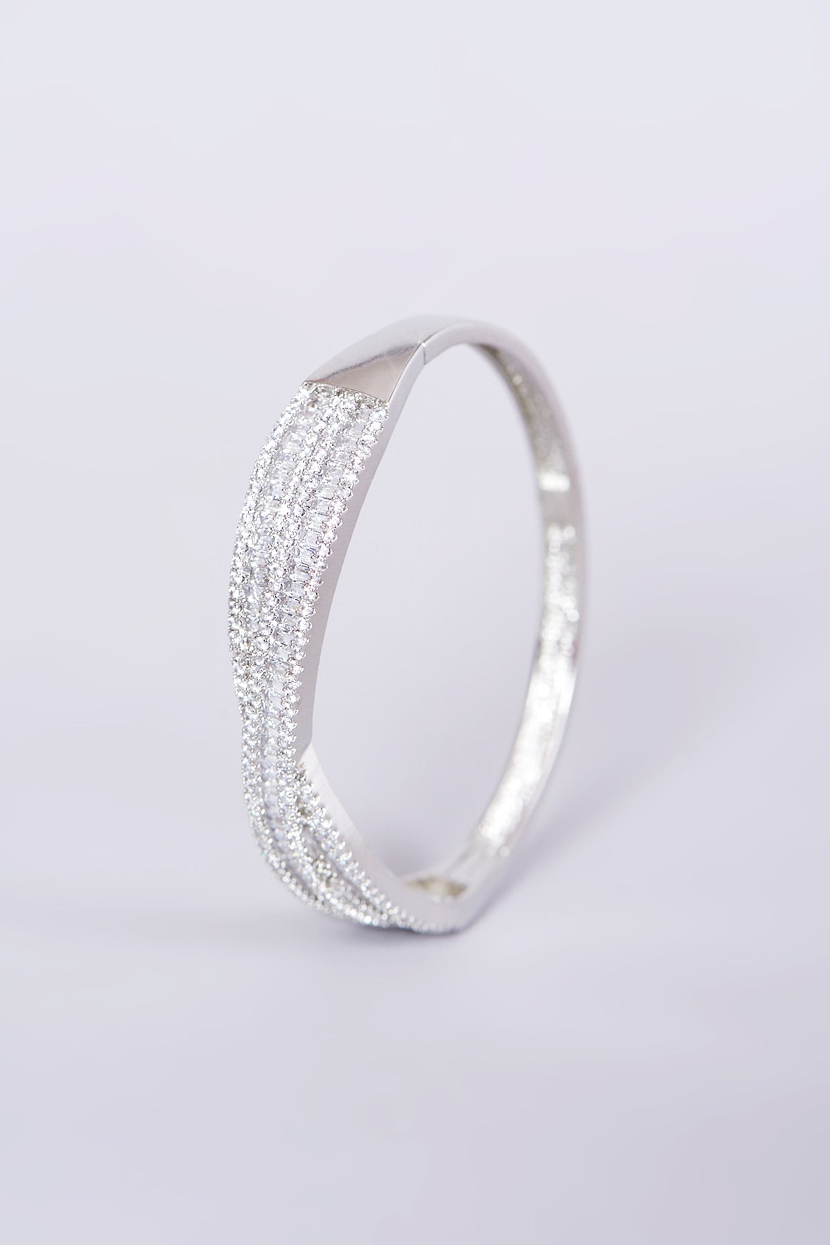 White Finish Faux Diamonds & Zircons Bangle