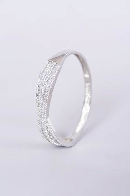 White Finish Faux Diamonds & Zircons Bangle