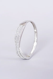 White Finish Faux Diamonds & Zircons Bangle