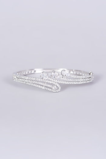 White Finish Faux Diamond Bangle