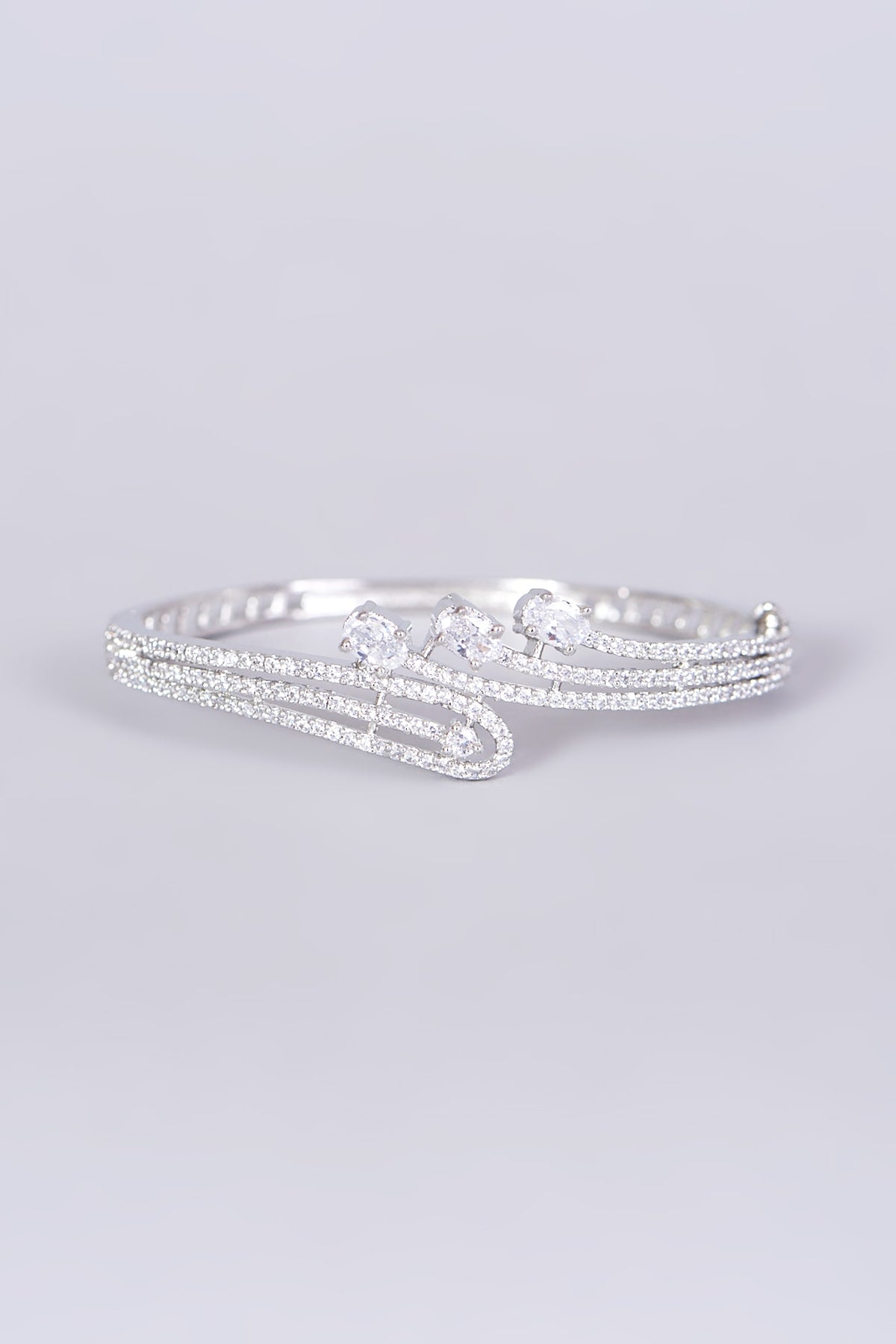 White Finish Faux Diamond Bangle