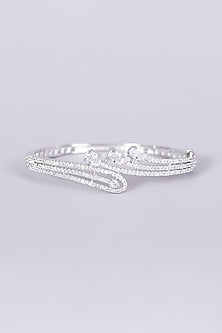 White Finish Faux Diamond Bangle