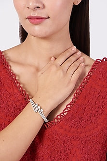 White Finish Faux Diamond Bangle