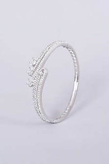White Finish Faux Diamond Bangle