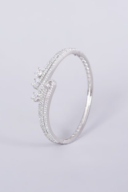 White Finish Faux Diamond Bangle