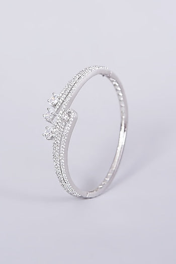 White Finish Faux Diamond Bangle