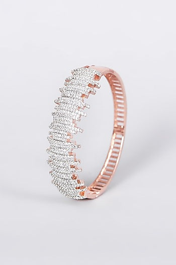 Rose Gold Finish Faux Diamond Openable Bangle