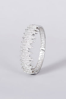 White Finish Faux Diamond Openable Bangle