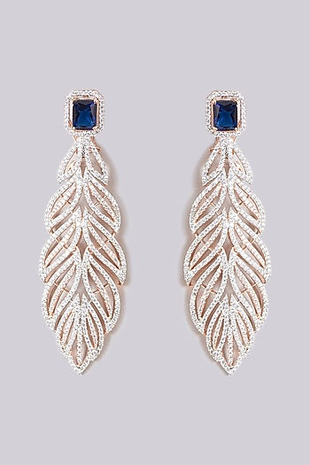 Rose Gold Finish Faux Diamond Earrings