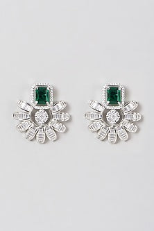 White Finish Faux Diamond Earrings