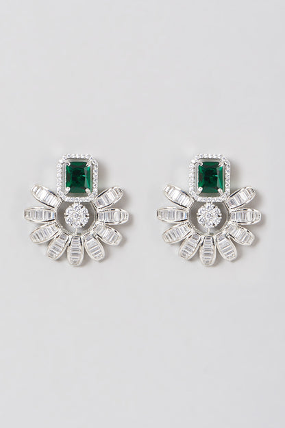 White Finish Faux Diamond Earrings