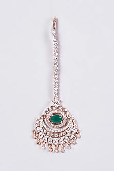 Rose Gold Finish Faux Diamond Maang Tikka