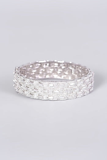 White Finish Faux Diamond Bangle