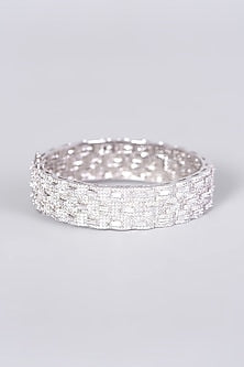 White Finish Faux Diamond Bangle