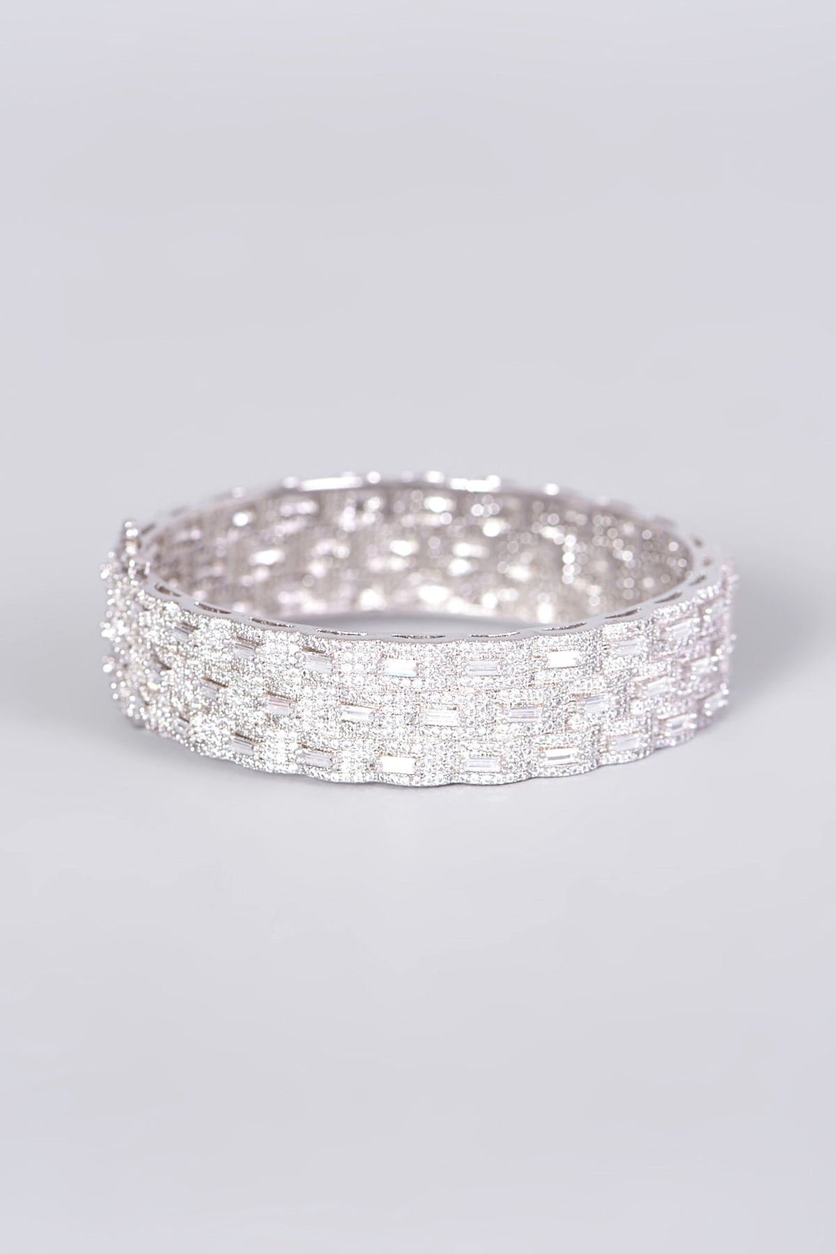 White Finish Faux Diamond Bangle